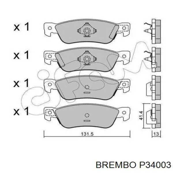 Pastillas de freno traseras P34003 Brembo