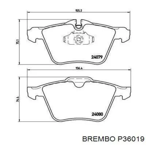 P36019 Brembo колодки тормозные передние дисковые