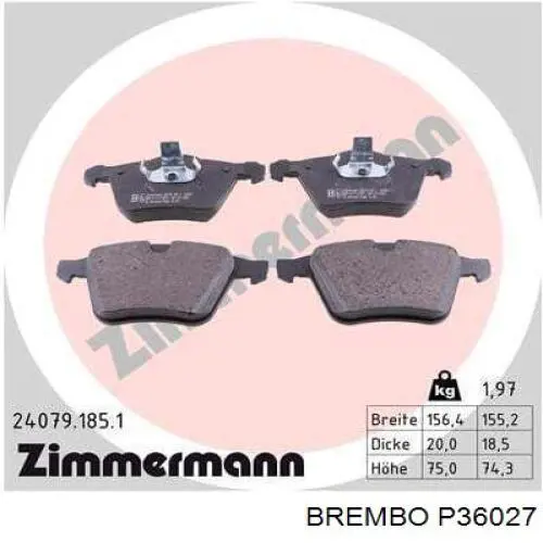 Купить P36027 Brembo Колодки тормозные