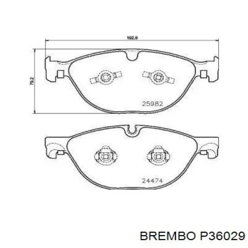 P36029 Brembo sapatas do freio dianteiras de disco