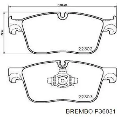 P36031 Brembo sapatas do freio dianteiras de disco