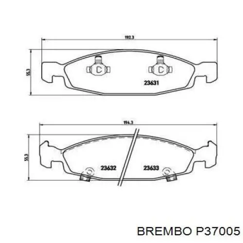 Передние тормозные колодки P37005 Brembo