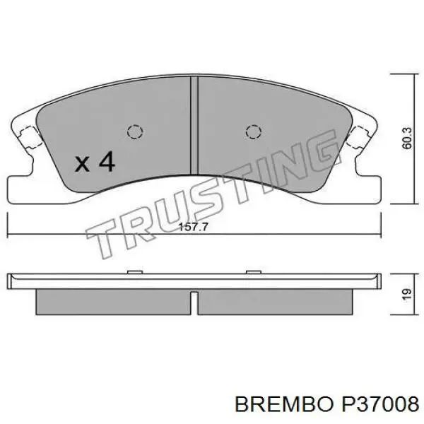 Купить P37008 Brembo Колодки тормозные