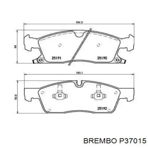 P37015 Brembo sapatas do freio dianteiras de disco