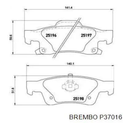Задние дисковые колодки Brembo P37016