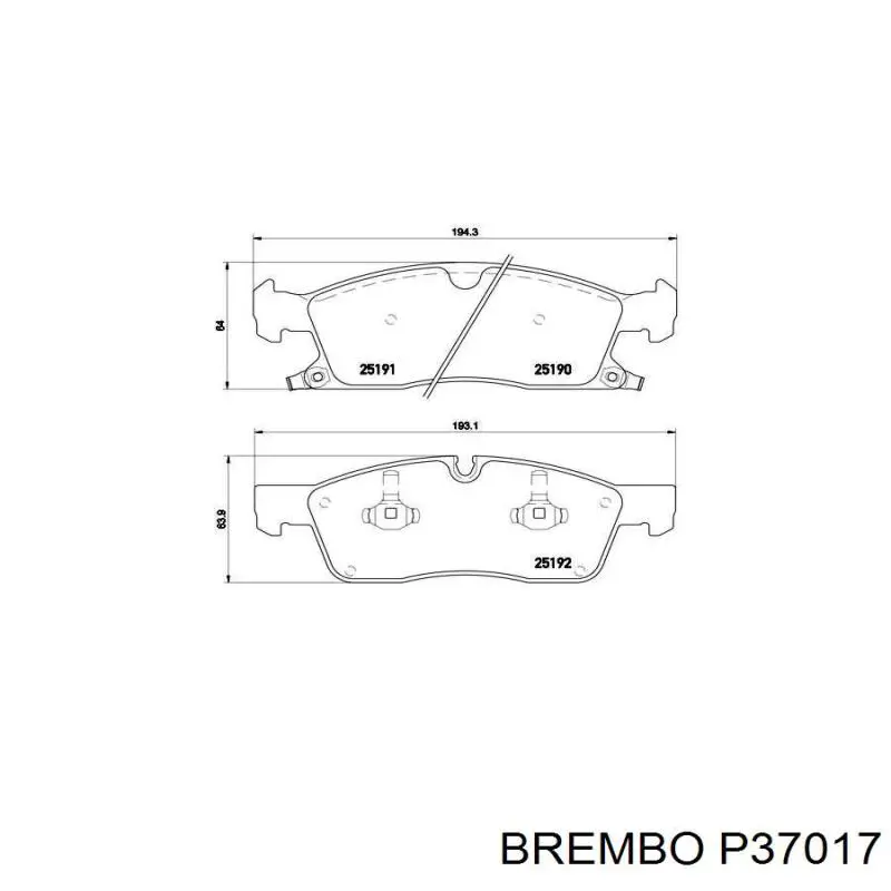 Купить P37017 Brembo Колодки тормозные
