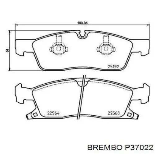 P 37 022 Brembo sapatas do freio dianteiras de disco