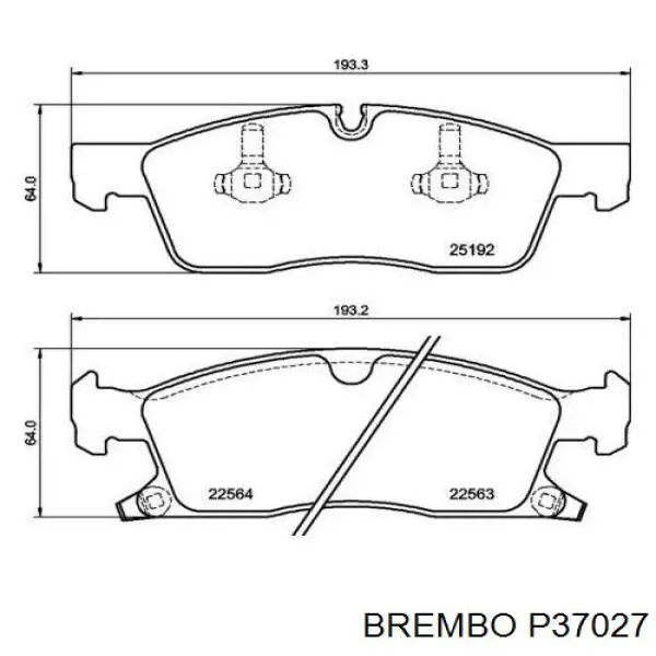 Передние тормозные колодки P37027 Brembo