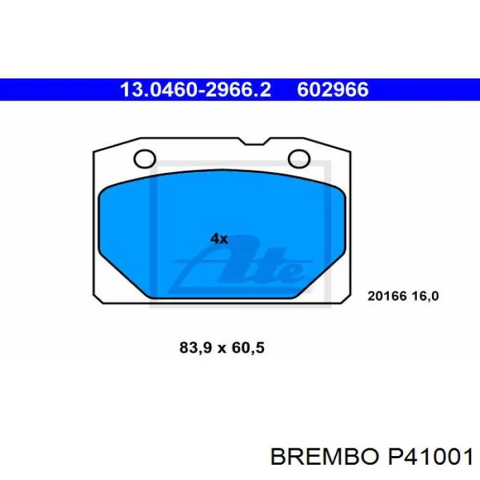 Pastillas de freno delanteras P41001 Brembo