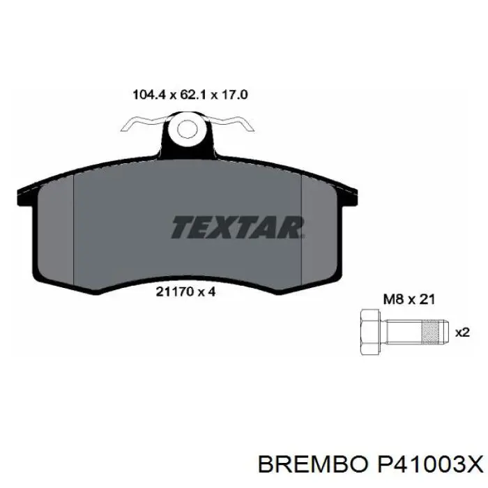 P41003X Brembo колодки тормозные передние дисковые
