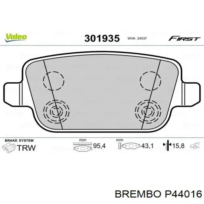 Задние дисковые колодки Brembo P44016