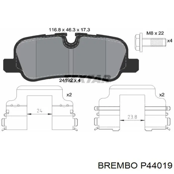 Купить P44019 Brembo Колодки тормозные задние, дисковые