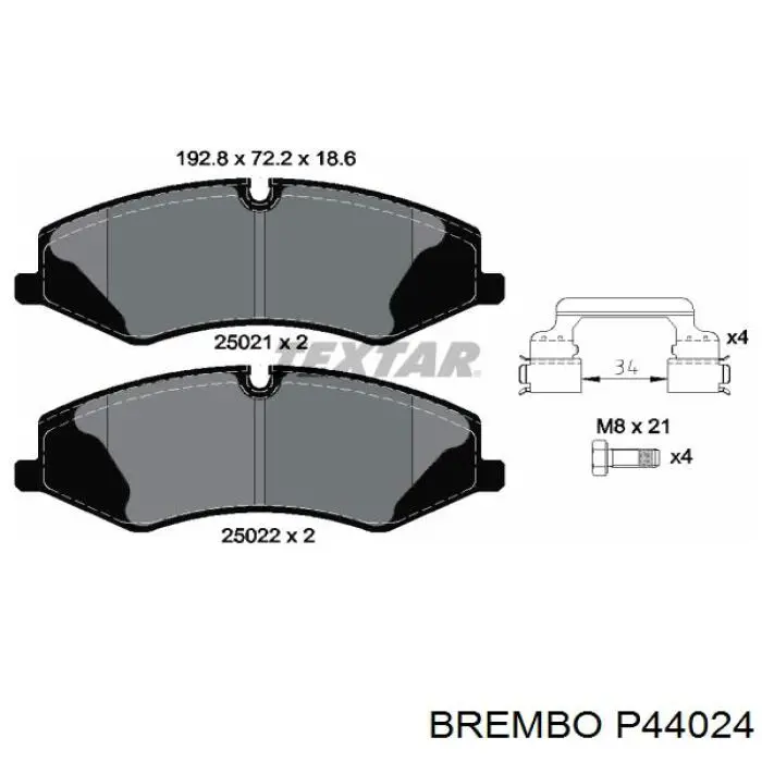 Передние тормозные колодки P44024 Brembo