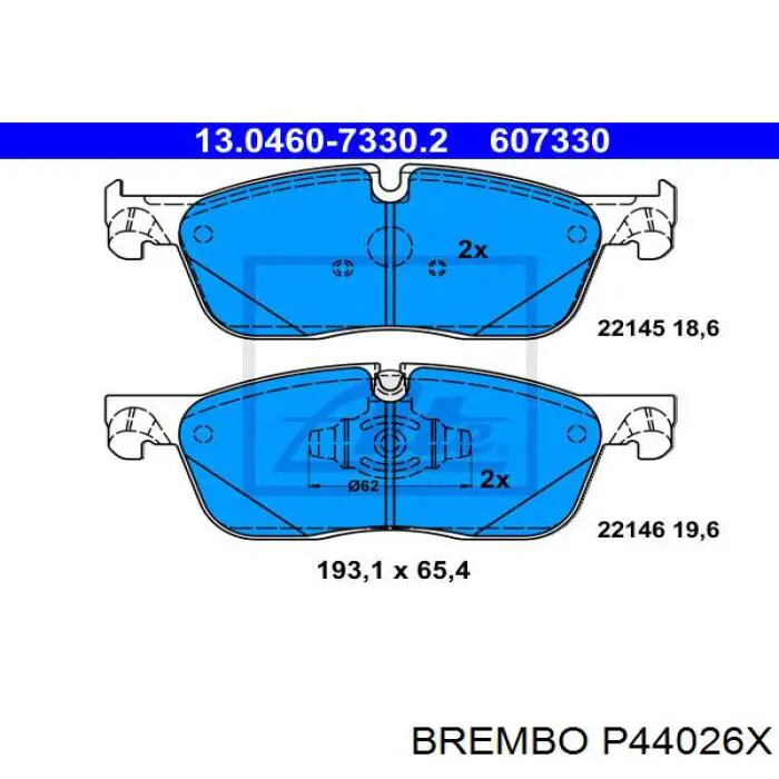 P44026X Brembo sapatas do freio dianteiras de disco