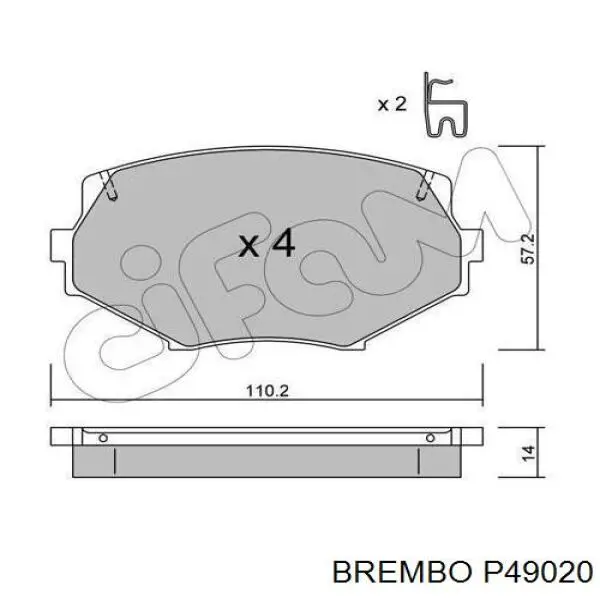 P49020 Brembo Колодки передние