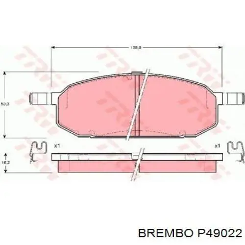 P49022 Brembo колодки тормозные передние дисковые
