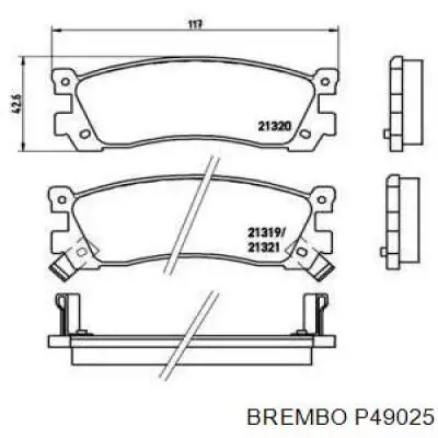 Задние тормозные колодки P49025 Brembo