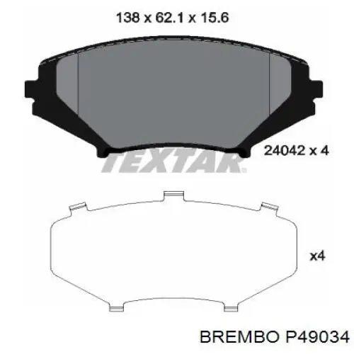 Купить P49034 Brembo Колодки тормозные