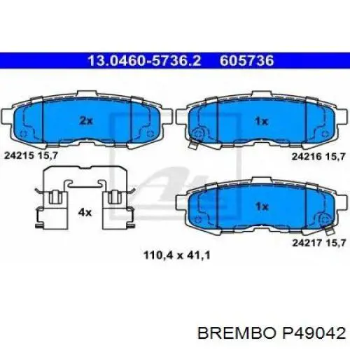Колодки дисковые  Brembo P49042 цена, от 19.91 USD