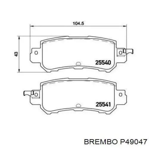 P49047 Brembo Колодки тормозные дисковые комплект
