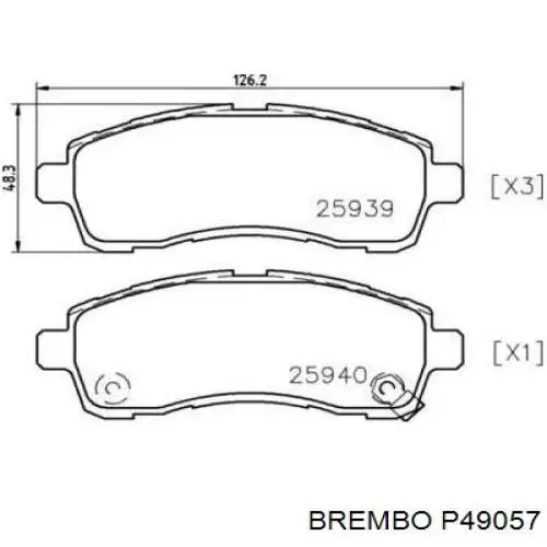 Передние тормозные колодки P49057 Brembo