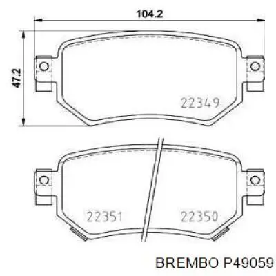 P49059 Brembo Колодки тормозные дисковые комплект