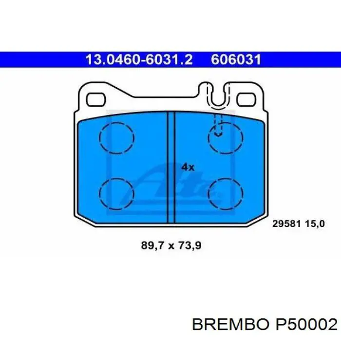 Тормозные колодки Brembo P50002