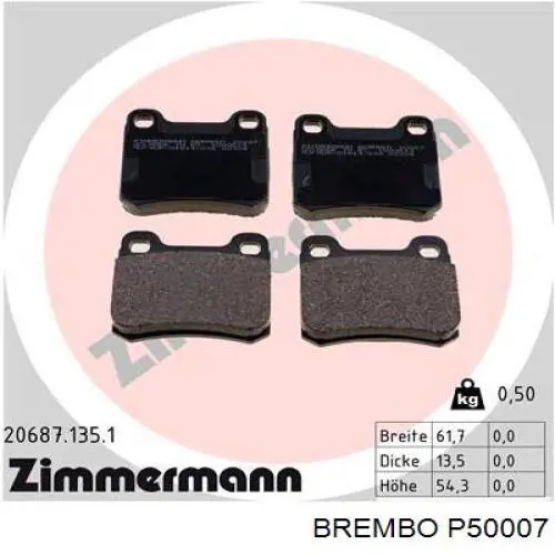 Купить P50007 Brembo Колодки тормозные задние, дисковые