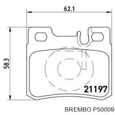 P50009 Brembo колодки тормозные задние дисковые