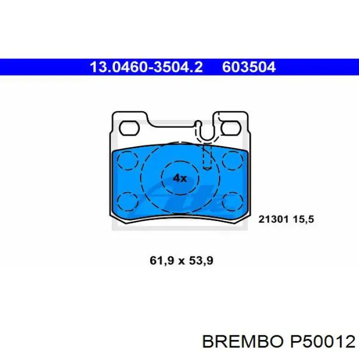 Задние дисковые колодки Brembo P50012