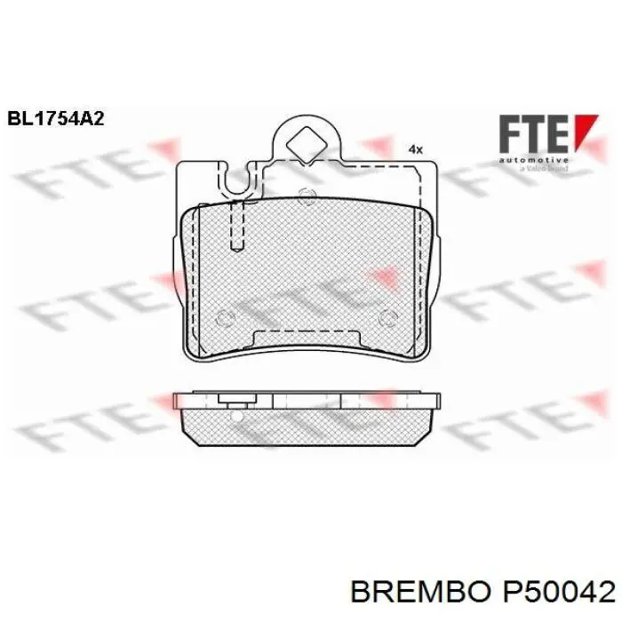 Колодки дисковые  Brembo P50042 цена, от 44.93 USD