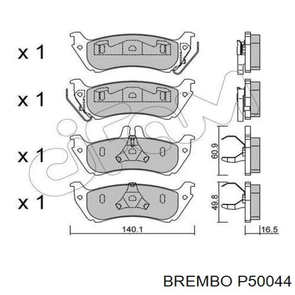 Задние дисковые колодки Brembo P50044