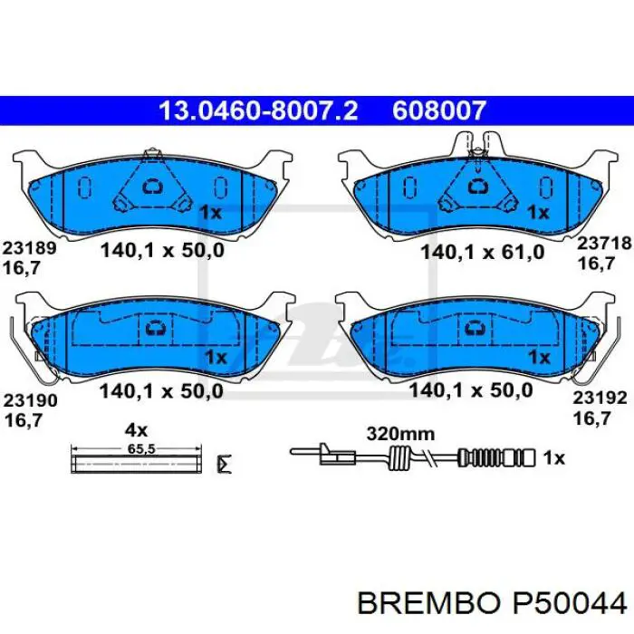 Купить P50044 Brembo Колодки тормозные задние, дисковые