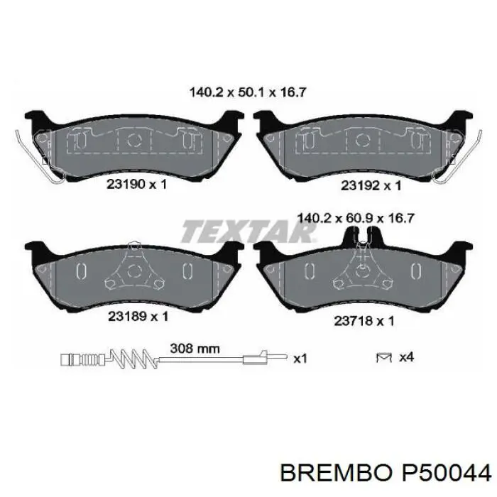 Задние тормозные колодки P50044 Brembo