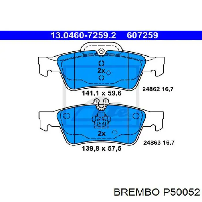 P50052 Brembo Колодки тормозные дисковые комплект