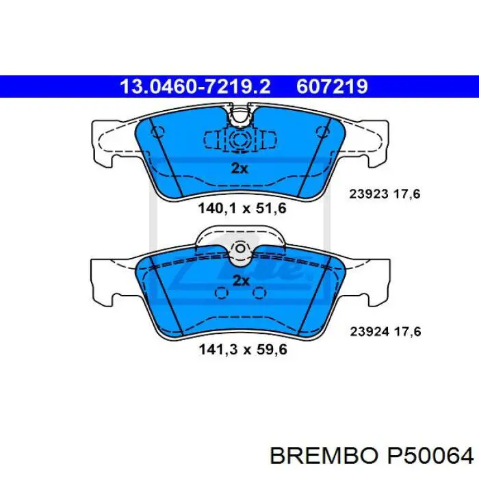 Купить P50064 Brembo Колодки тормозные задние, дисковые