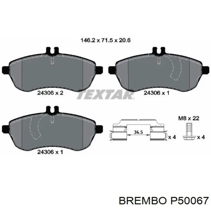 Купить P50067 Brembo Колодки тормозные