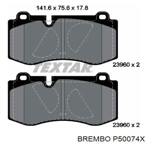 Передние тормозные колодки P50074X Brembo