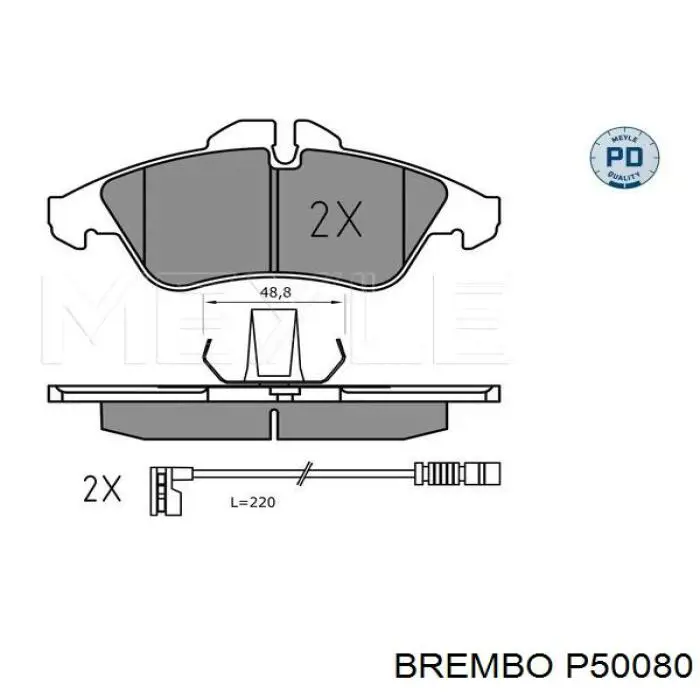 Тормозные колодки Brembo P50080