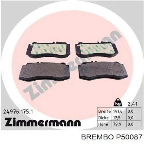 Передние тормозные колодки P50087 Brembo