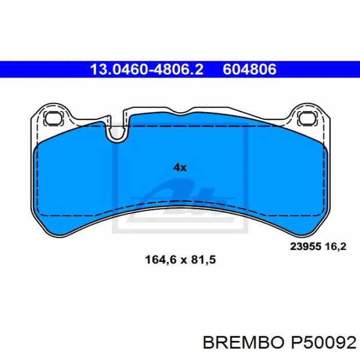 P50092 Brembo колодки тормозные передние дисковые