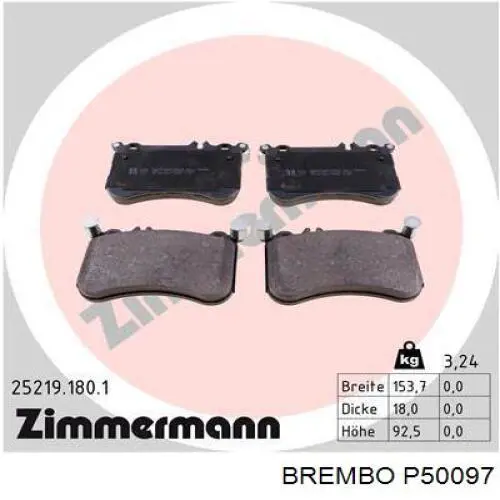 Передние тормозные колодки P50097 Brembo