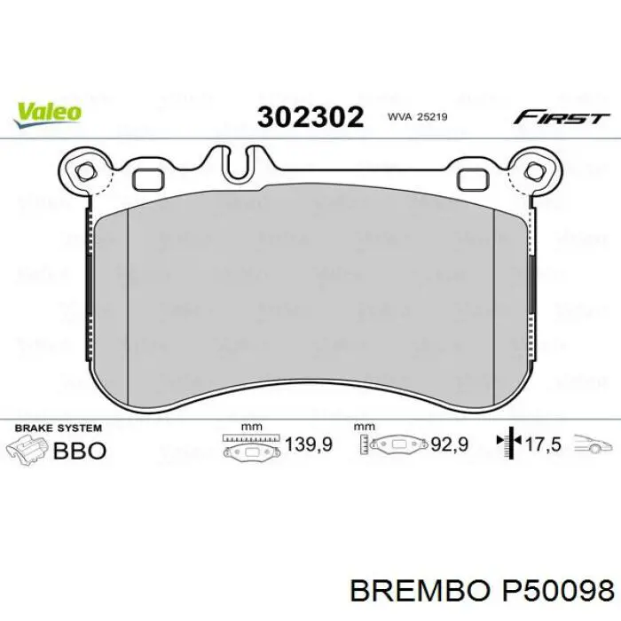 Передние тормозные колодки P50098 Brembo