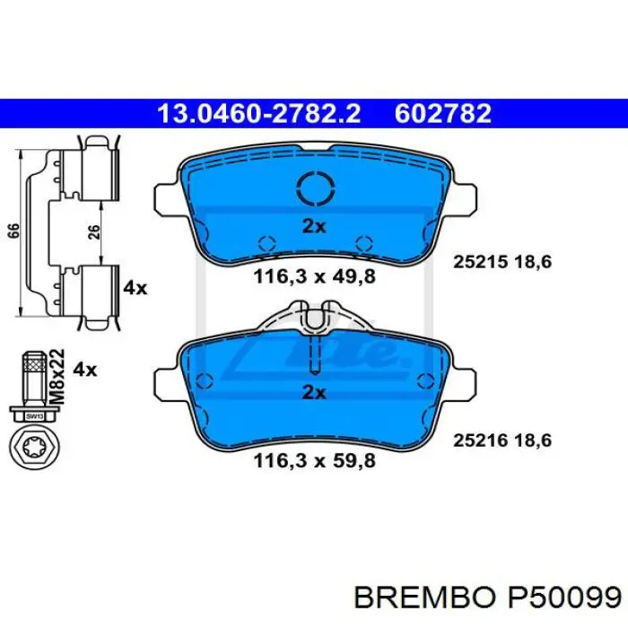 Купить P50099 Brembo Колодки тормозные задние, дисковые