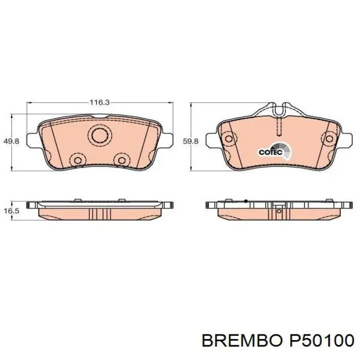 Задние тормозные колодки P50100 Brembo