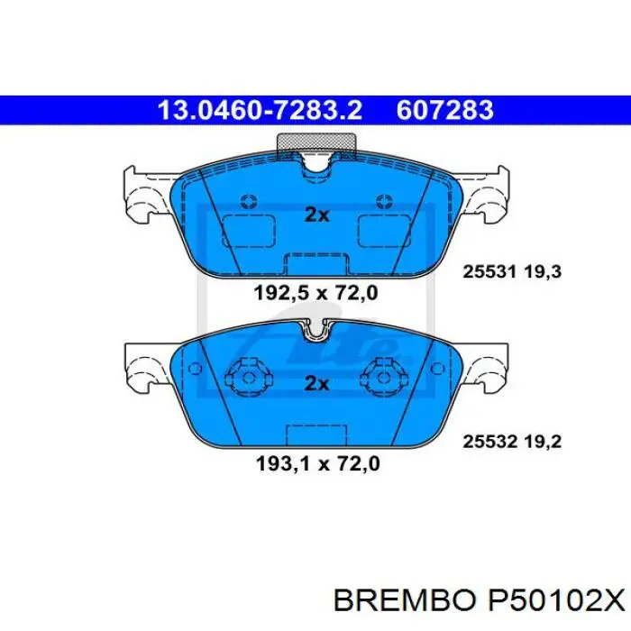 Передние тормозные колодки P50102X Brembo