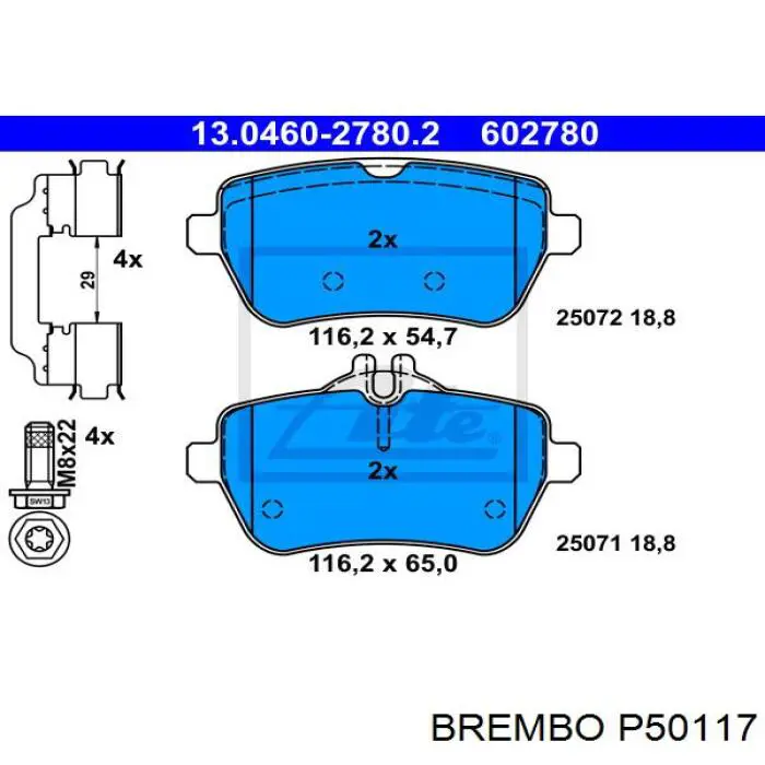 Pastillas de freno traseras P50117 Brembo