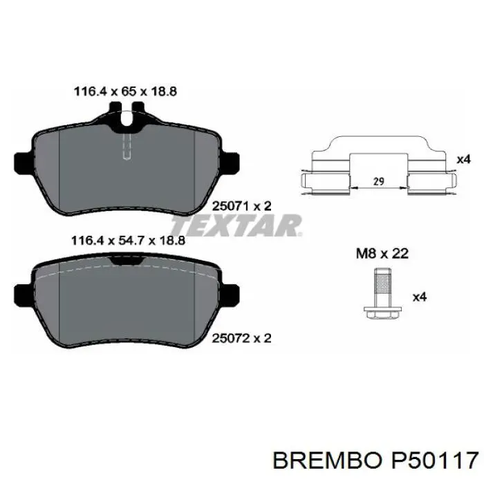 Купить P50117 Brembo Колодки тормозные задние, дисковые