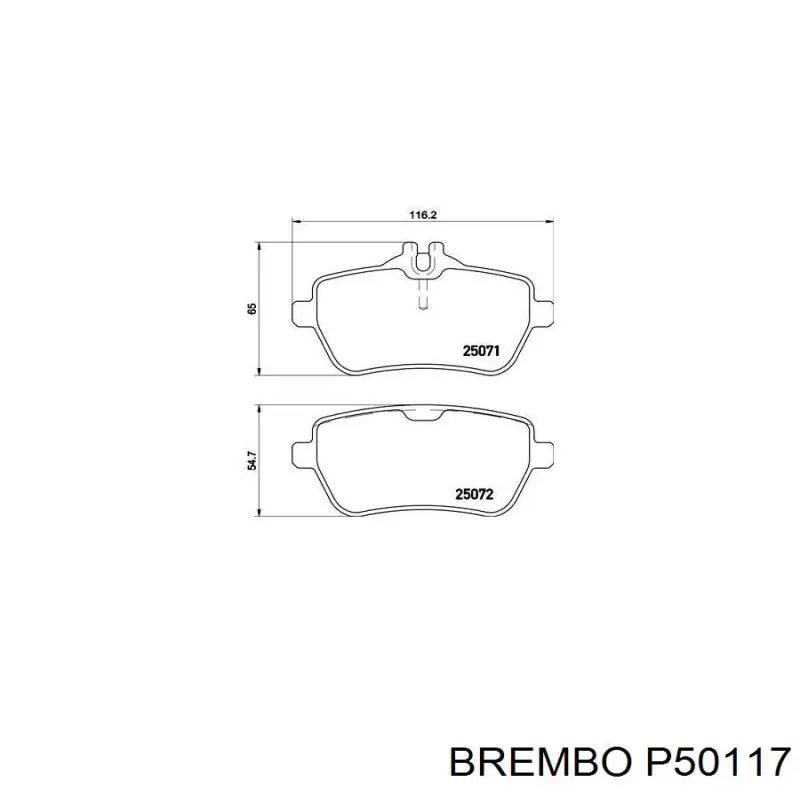 Задние тормозные колодки P50117 Brembo