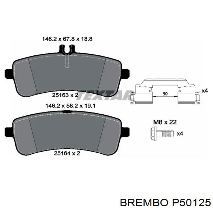 P50125 Brembo sapatas do freio traseiras de disco